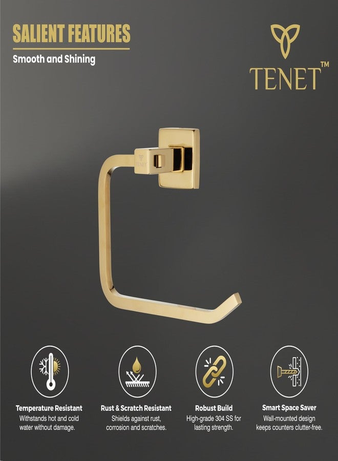 TENET Towel Ring | Hand Towel Holder | Washbasin Napkin Stand | Towel Hanger | Napkin Loop Wall Mounted Bathroom Accessory (Gold, Pack of 1) | 1 Year Warranty - Image 2